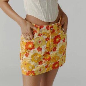 Ragged Priest 70s Floral Denim Mini Skirt size 24